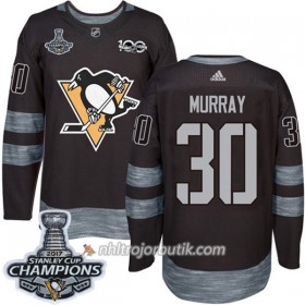 Män Ishockey Pittsburgh Penguins Tröja Matt Murray 30 1917-2017 100th Anniversary Adidas Svart 2017 Stanley Cup Champions Authentic